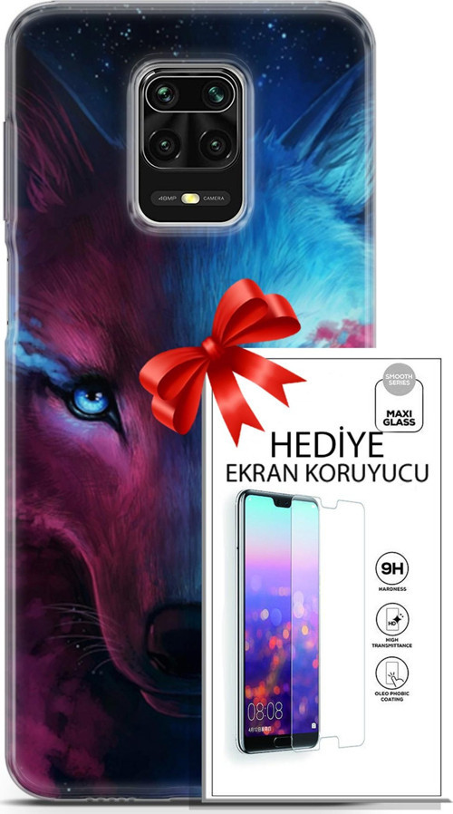 Xiaomi Redmi Note 9 Pro Kılıf Orijinal Seri Cardano 18 Mavi Turuncu Göz Parlak Kılıf + Ekran Koruyucu
