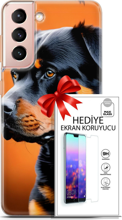 Samsung Galaxy S21 Kılıf Orijinal Seri Dogs 23 Rottweiler Telefon Kabı Ve Ekran Koruyucu