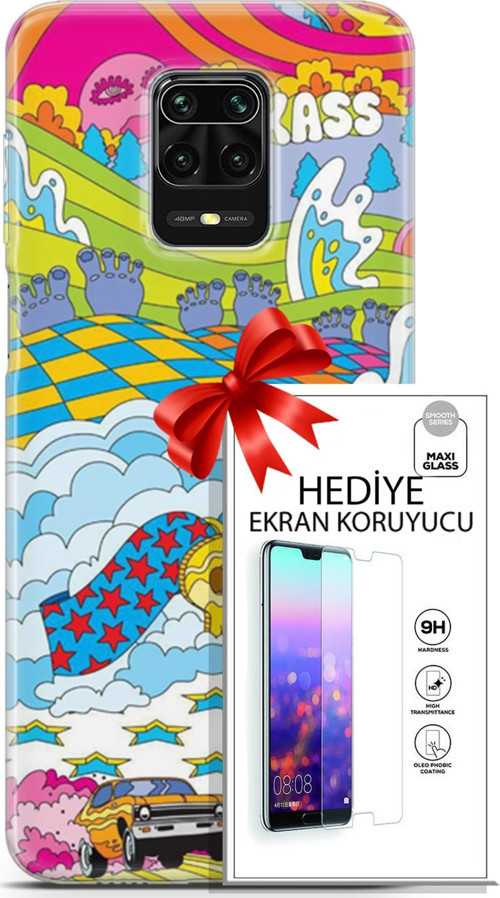 Xiaomi Redmi Note 9S Kılıf Orijinal Seri Cardano 01 Yıldız Bulut Telefon Kılıfı + Ekran Koruyucu