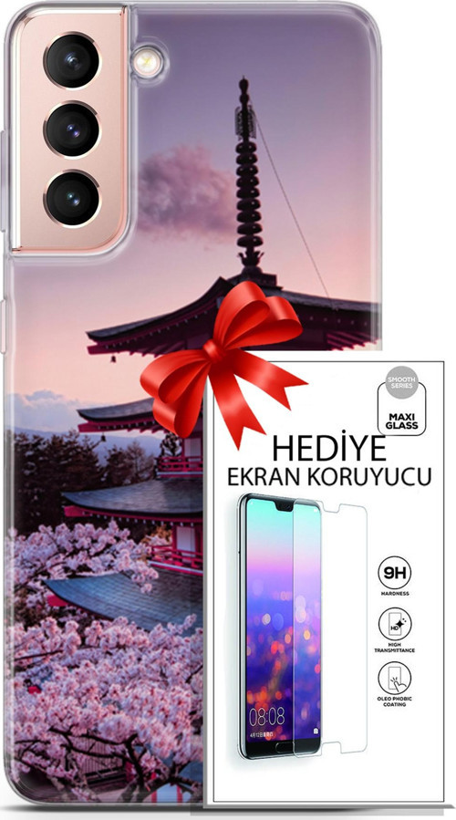 Samsung Galaxy S21 Kılıf Orijinal Seri Fantasy 04 Arakurayama Sengen Silikon Kılıf + Ekran Koruyucu