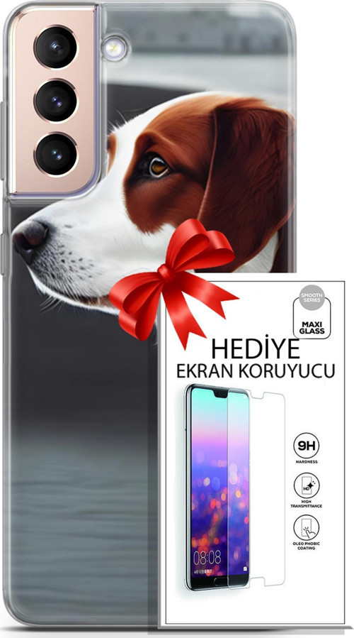 Samsung Galaxy S21 Plus Kılıf Orijinal Seri Dogs 18 Süvari Köpeği Parlak Kılıf + Ekran Koruyucu Full