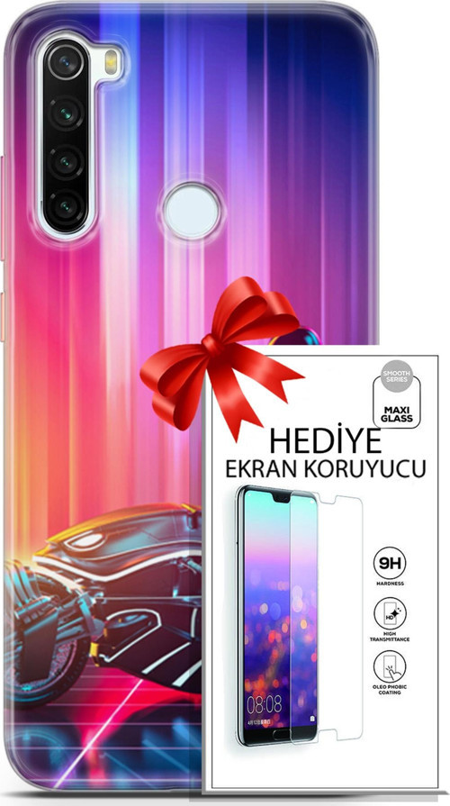Xiaomi Redmi Note 8T Kılıf Orijinal Seri Cyberpunk 08 Punk Motorsiklet Baskılı Kılıf + Ekran Koruyucu