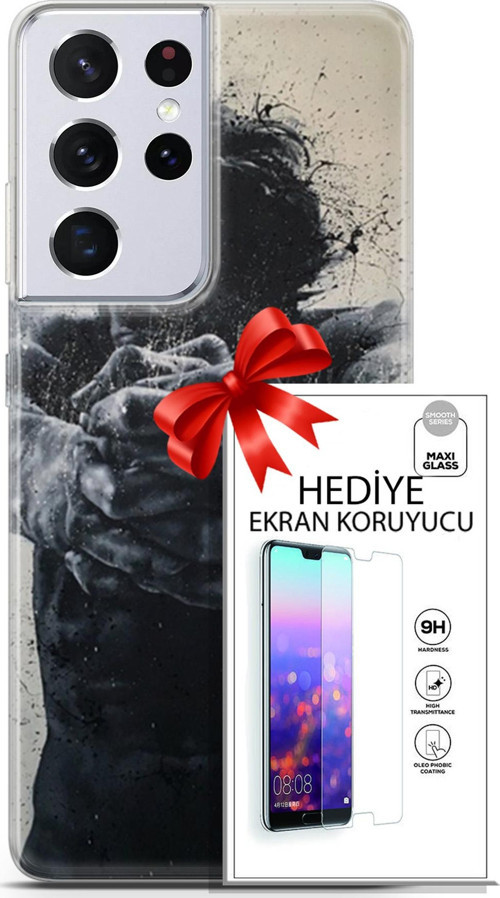 Samsung Galaxy S21 Ultra Kılıf Orijinal Seri Soul 28 Yumruk İz Bırakmayan Kılıf + Ön Ekran Koruyucu