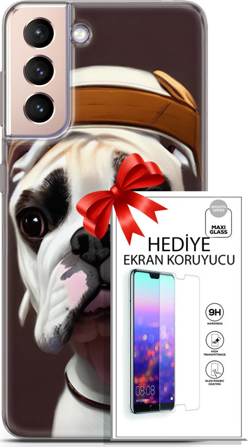 Samsung Galaxy S21 Plus Kılıf Orijinal Seri Dogs 26 Mastiff Soft Kapak + Ekran Koruyucu