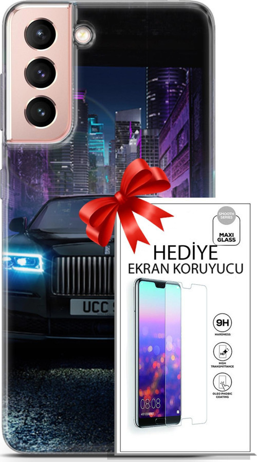 Samsung Galaxy S21 Kılıf Orijinal Seri Fantasy 12 Rolls Royce Tasarım Kılıf + Ekran Koruyucu