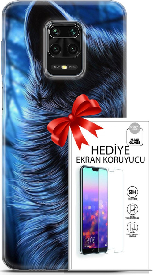 Xiaomi Redmi Note 9S Kılıf Orijinal Seri Cardano 16 Kurt Yeşil Göz Hediyelik Kılıf Ve Ekran Koruyucu