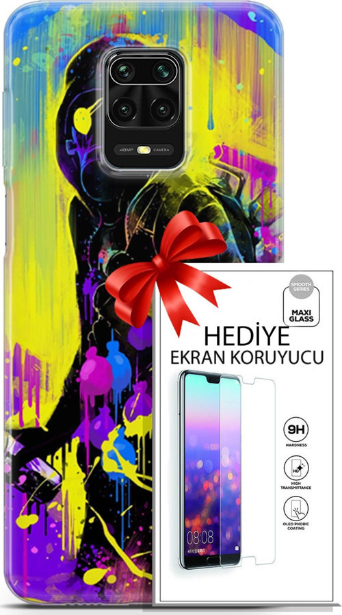 Xiaomi Redmi Note 9S Kılıf Orijinal Seri Cardano 19 Sarı Mavi Mor Tam Koruma Kılıf + Ekran Koruyucu