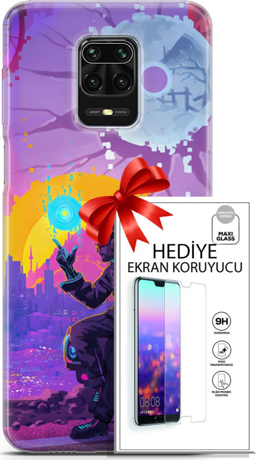 Xiaomi Redmi Note 9S Kılıf Orijinal Seri Cardano 25 Araba Soyulmayan Kılıf + Ekran Koruyucu Full Koruma