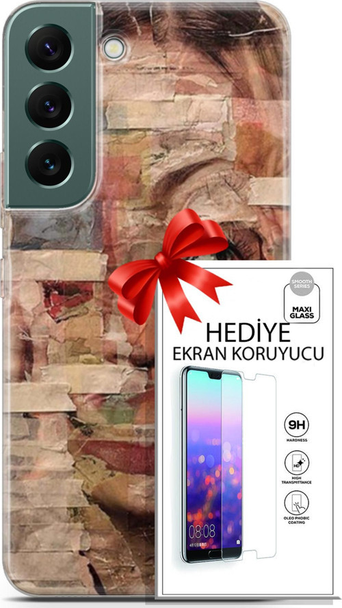 Samsung Galaxy S22 Kılıf Orijinal Seri Soul 20 Yüz Göz Renkli Kılıf Ekran Koruyucu