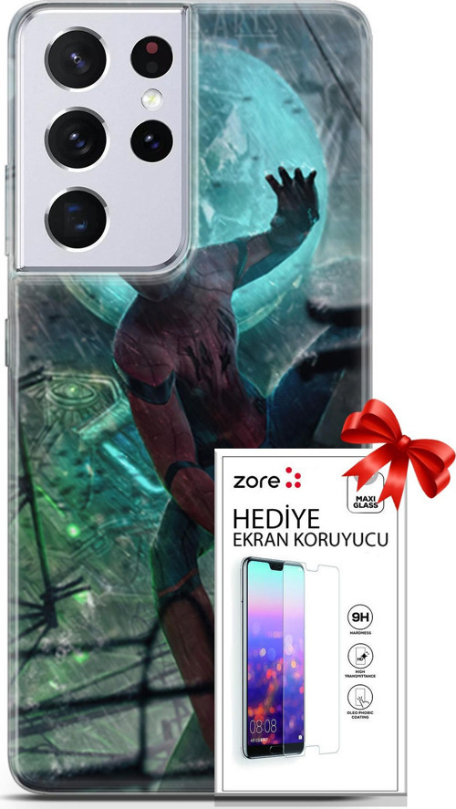 Samsung Galaxy S21 Ultra Kılıf Orijinal Seri Supers 19 Marvel Movie Tam Koruma Kılıf + Ekran Koruyucu