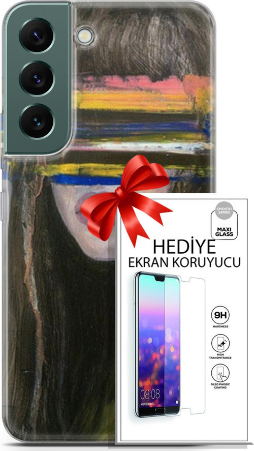 Samsung Galaxy S22 Kılıf Orijinal Seri Soul 21 Gözü Maskeli Darbe Önleyici Kapak + Ön Ekran Koruyucu