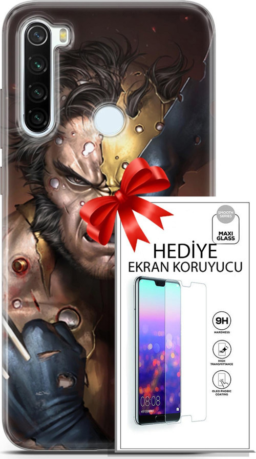 Xiaomi Redmi Note 8T Kılıf Orijinal Seri Dc 03 Wolverine Arka Kapak + Ekran Koruyucu