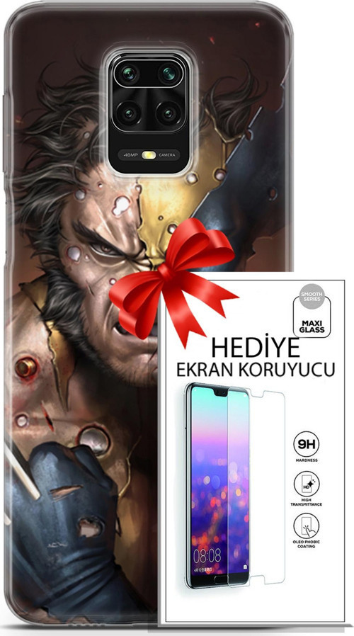 Xiaomi Redmi Note 9 Pro Kılıf Orijinal Seri Dc 03 Wolverine Arka Kapak + Ekran Koruyucu