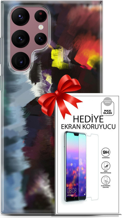 Samsung Galaxy S22 Ultra Kılıf Orijinal Seri Nature 19 Çok Renkli Tam Koruma Kılıf + Ekran Koruyucu