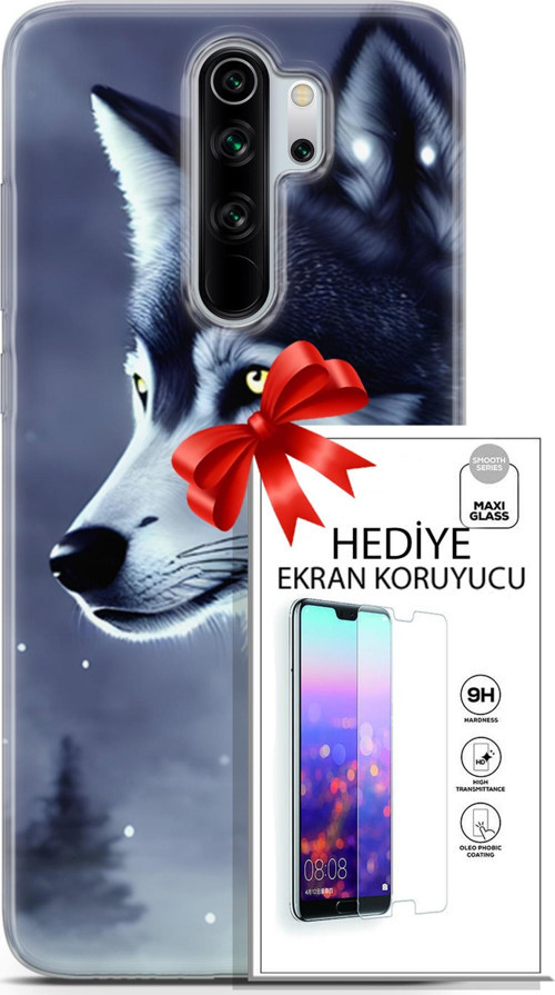 Xiaomi Redmi Note 8 Pro Kılıf Orijinal Seri Dogs 06 Yalnız Kurt Koruyucu Kapak Ekran Koruyucu
