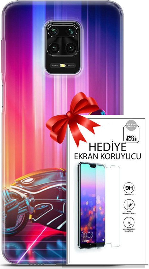 Xiaomi Redmi Note 9S Kılıf Orijinal Seri Cyberpunk 08 Punk Motorsiklet Baskılı Kılıf + Ekran Koruyucu