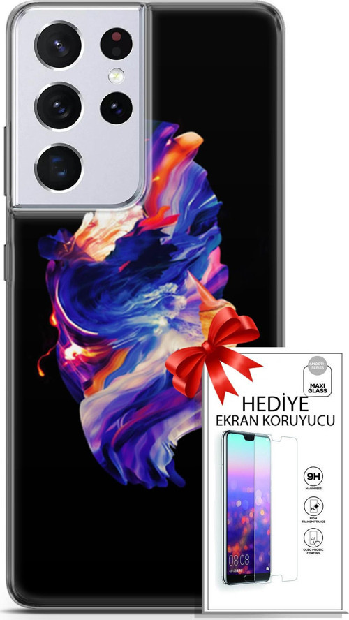 Samsung Galaxy S21 Ultra Kılıf Orijinal Seri Cardano 12 Wallpapaer Tasarım Kılıf + Ekran Koruyucu