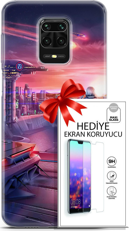 Xiaomi Redmi Note 9S Kılıf Orijinal Seri Cyberpunk 13 Dünya Dışı Case Kapak Ekran Koruyucu