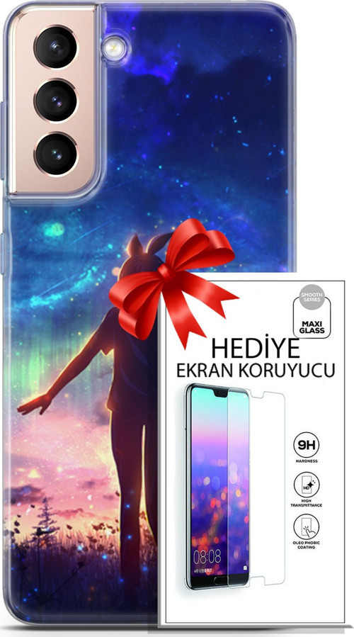 Samsung Galaxy S21 Plus Kılıf Orijinal Seri Fantasy 26 Tavşan Kulaklı Soft Kapak + Ekran Koruyucu