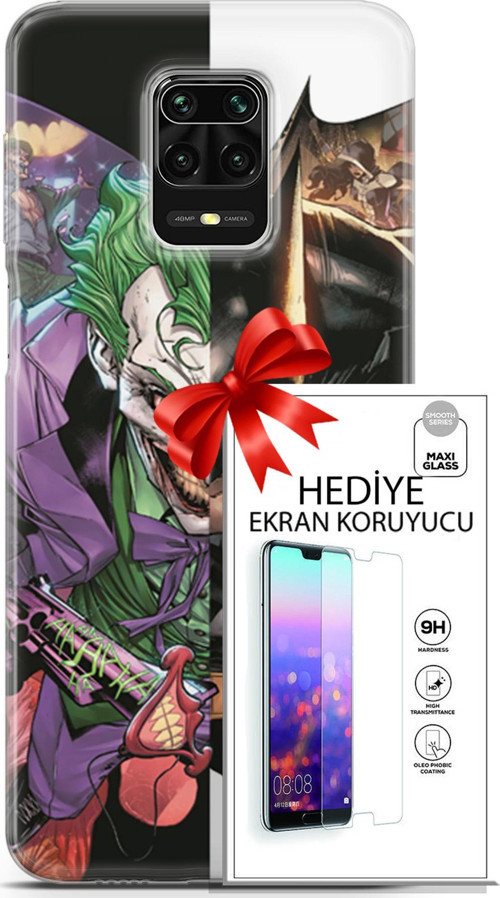 Xiaomi Redmi Note 9 Pro Kılıf Orijinal Seri Dc 14 Batman The Joker Cover Kılıf + Ön Ekran Koruyucu