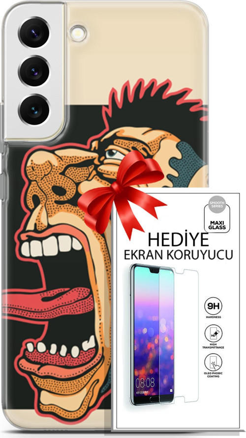 Samsung Galaxy S22 Plus Kılıf Orijinal Seri Punky 11 Maymun 4K Baskılı Kılıf + Ekran Koruyucu Full Koruma