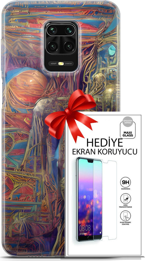 Xiaomi Redmi Note 9S Kılıf Orijinal Seri Cyberpunk 18 Parapsikoloji Parlak Kılıf + Ekran Koruyucu Fu
