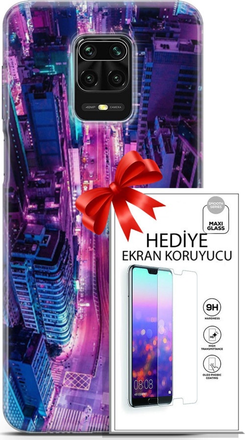 Xiaomi Redmi Note 9S Kılıf Orijinal Seri Cyberpunk 22 Usa Kap + Ekran Koruyucu