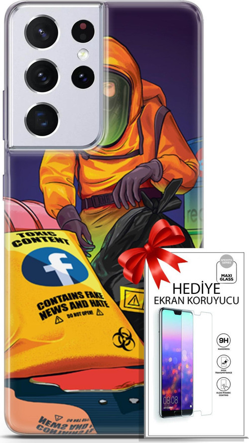 Samsung Galaxy S21 Ultra Kılıf Orijinal Seri Cardano 24 Toxic Darbe Emici Kılıf + Ekran Koruyucu