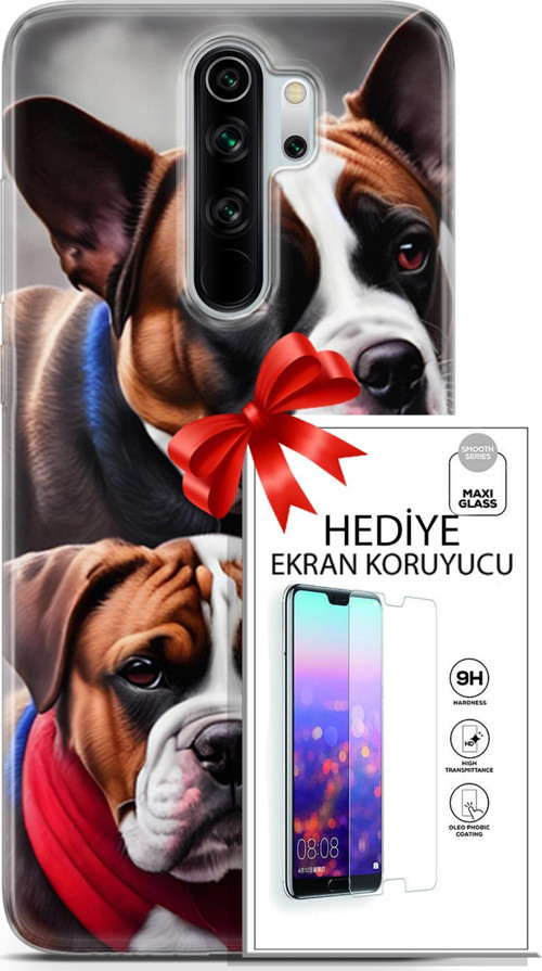 Xiaomi Redmi Note 8 Pro Kılıf Orijinal Seri Dogs 25 Alman Boksör Soyulmayan Kılıf + Ekran Koruyucu F