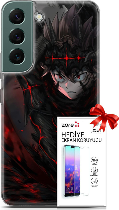 Samsung Galaxy S22 Kılıf Orijinal Seri Supers 14 Asta Devil Anime Cover Kılıf + Ön Ekran Koruyucu