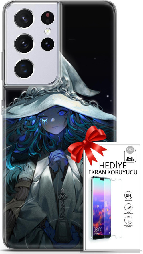 Samsung Galaxy S21 Ultra Kılıf Orijinal Seri Cardano 28 Şapkalı Kız İz Bırakmayan Kılıf + Ön Ekran Koruyucu