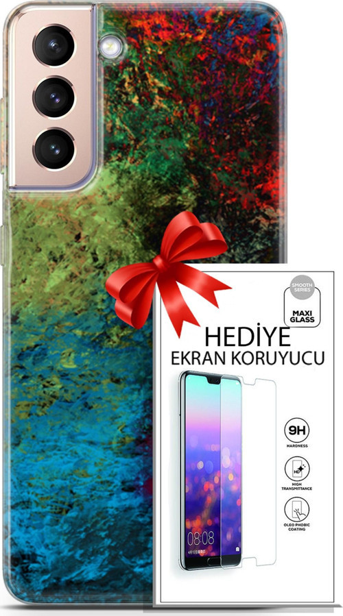 Samsung Galaxy S21 Plus Kılıf Orijinal Seri Nature 16 Tuval Hediyelik Kılıf Ve Ekran Koruyucu