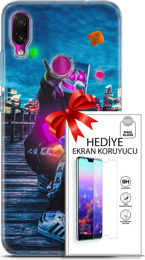 Xiaomi Redmi Note 7 Kılıf Orijinal Seri Neo 28 Örümcek Kız İz Bırakmayan Kılıf + Ön Ekran Koruyucu