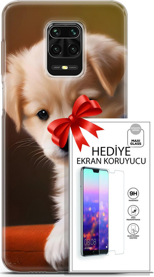 Xiaomi Redmi Note 9 Pro Kılıf Orijinal Seri Dogs 15 Kaniş Yavru Kalın Silikon + Ekran Koruyucu