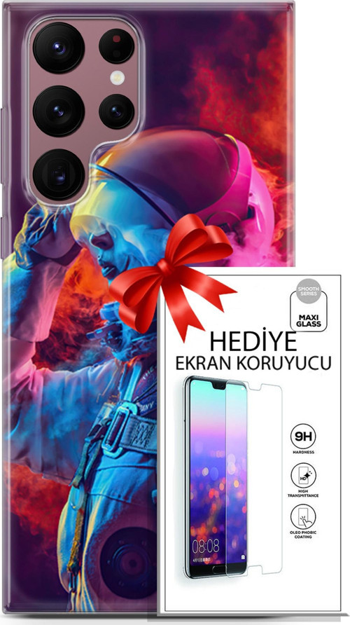 Samsung Galaxy S22 Ultra Kılıf Orijinal Seri Neo 18 Spider Man Noir Parlak Kılıf + Ekran Koruyucu Fu