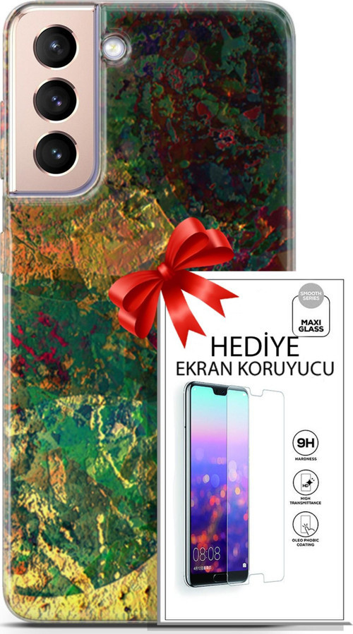 Samsung Galaxy S21 Plus Kılıf Orijinal Seri Nature 26 Çok Renkli Soft Kapak + Ekran Koruyucu