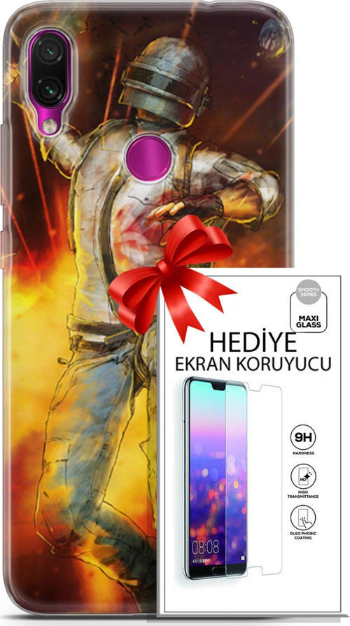 Xiaomi Redmi Note 7 Kılıf Orijinal Seri Pubg 06 Tavalı Karakter Koruyucu Kapak Ekran Koruyucu