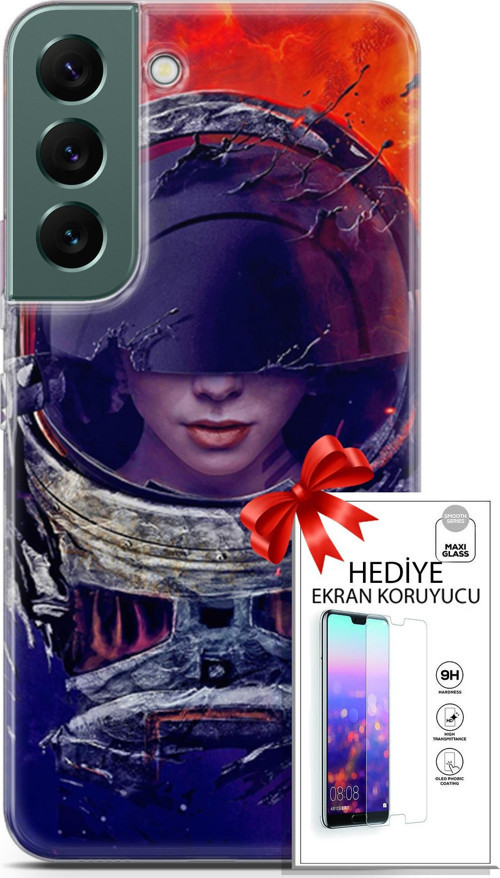 Samsung Galaxy S22 Kılıf Orijinal Seri Algorand 17 Astrolojika Yumuşak Kılıf + Ekran Koruyucu