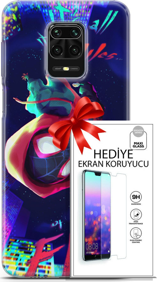 Xiaomi Redmi Note 9S Kılıf Orijinal Seri Dc 25 Spider Man Miles Soyulmayan Kılıf + Ekran Koruyucu Fu