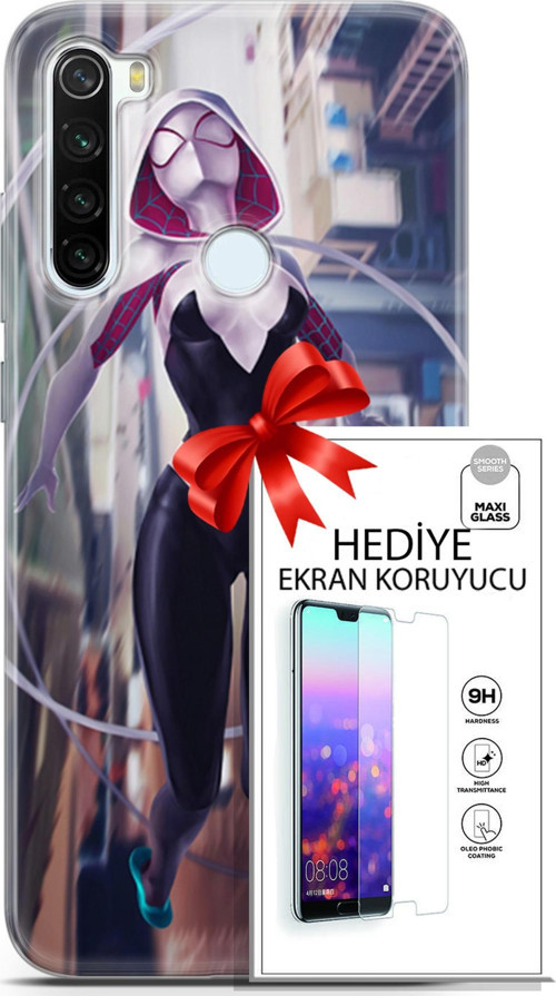 Xiaomi Redmi Note 8T Kılıf Orijinal Seri Dc 26 Spider Girls Soft Kapak + Ekran Koruyucu