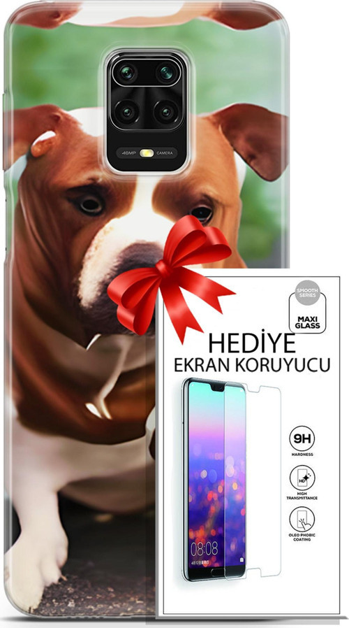 Xiaomi Redmi Note 9 Pro Kılıf Orijinal Seri Dogs 29 American Staffordshire Leke Tutmaz Kapak + Ekran Koruyucu