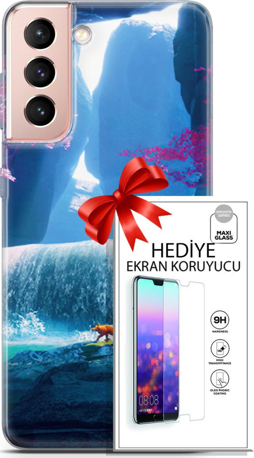 Samsung Galaxy S21 Kılıf Orijinal Seri Neo 05 Iron Man Koruma Kılıfı + Ekran Koruyucu