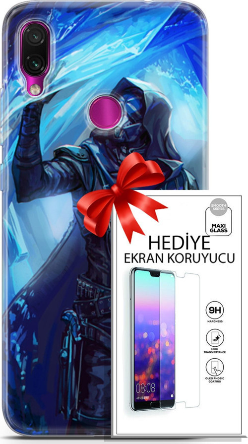 Xiaomi Redmi Note 7 Kılıf Orijinal Seri Pubg 13 Maskeli Case Kapak Ekran Koruyucu