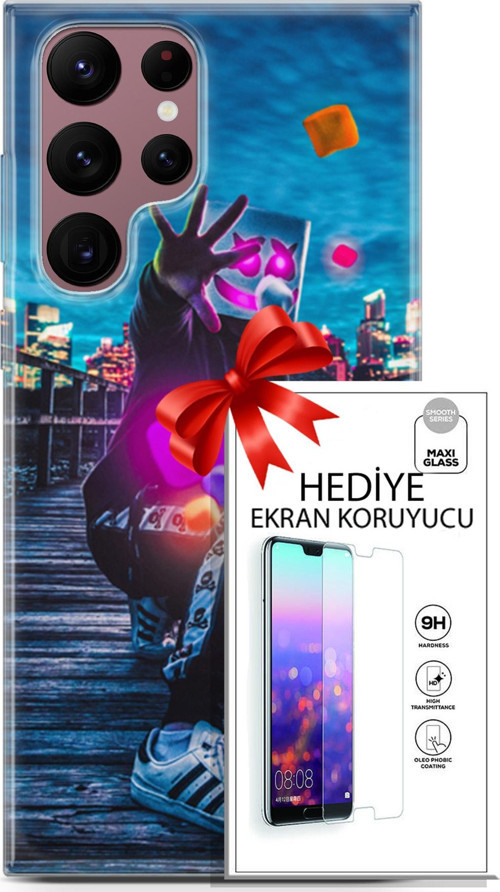 Samsung Galaxy S22 Ultra Kılıf Orijinal Seri Neo 28 Örümcek Kız İz Bırakmayan Kılıf + Ön Ekran Koruyucu