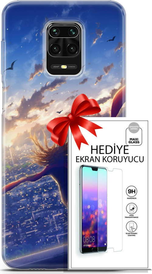 Xiaomi Redmi Note 9 Pro Kılıf Orijinal Seri Fantasy 03 Kuşlar Kız Arka Kapak + Ekran Koruyucu