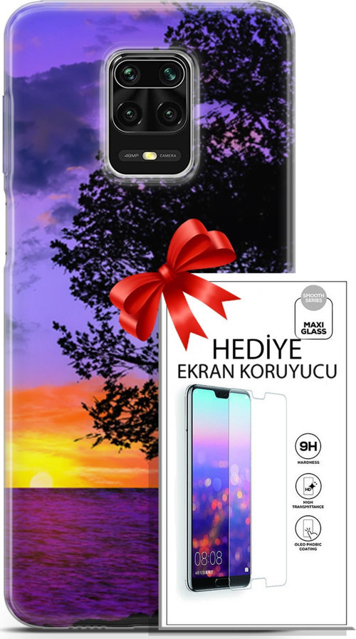 Xiaomi Redmi Note 9 Pro Kılıf Orijinal Seri Fantasy 06 Ağaç Koruyucu Kapak Ekran Koruyucu