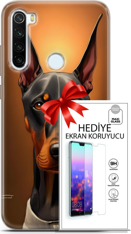 Xiaomi Redmi Note 8T Kılıf Orijinal Seri Dogs 03 Doberman Arka Kapak + Ekran Koruyucu