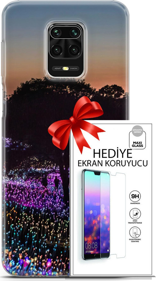 Xiaomi Redmi Note 9 Pro Kılıf Orijinal Seri Fantasy 11 Işıltılı Brookgreen 4K Baskılı Kılıf + Ekran Koruyucu