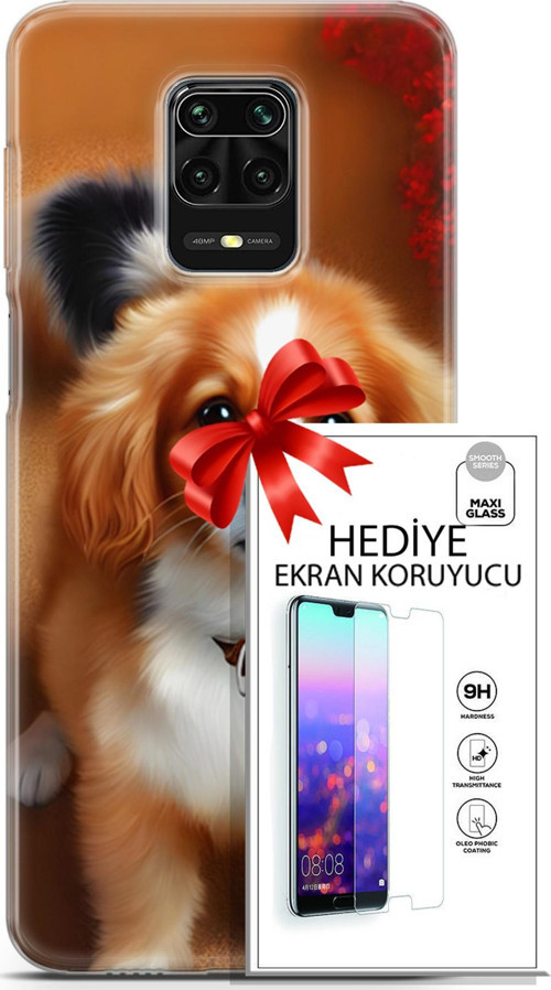 Xiaomi Redmi Note 9S Kılıf Orijinal Seri Dogs 14 King Charles Spaniel Cover Kılıf + Ön Ekran Koruyucu