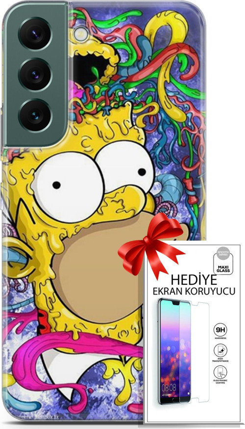 Samsung Galaxy S22 Kılıf Orijinal Seri Bounce 04 Millie King Silikon Kılıf + Ekran Koruyucu Full Koruma